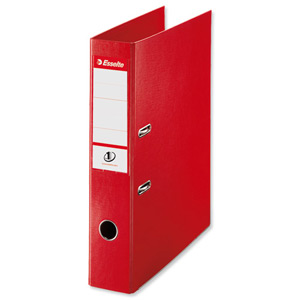 Esselte No. 1 Power Lever Arch File PP Slotted 75mm Spine Foolscap Red Ref 48083 [Pack 10]