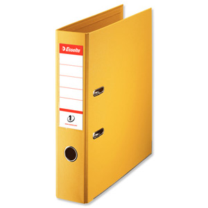 Esselte No. 1 Power Lever Arch File PP Slotted 75mm Spine Foolscap Yellow Ref 48081 [Pack 10]