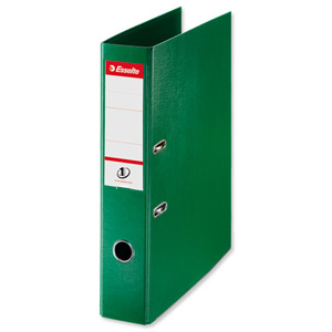 Esselte No. 1 Power Lever Arch File PP Slotted 75mm Spine Foolscap Green Ref 48086 [Pack 10]