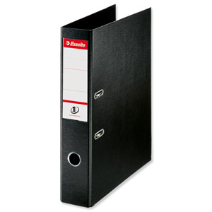 Esselte No. 1 Power Lever Arch File PP Slotted 75mm Spine Foolscap Black Ref 48087 [Pack 10]
