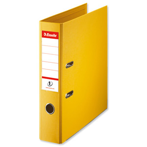 Esselte No. 1 Power Lever Arch File PP Slotted 75mm Spine A4 Yellow Ref 811310 [Pack 10]
