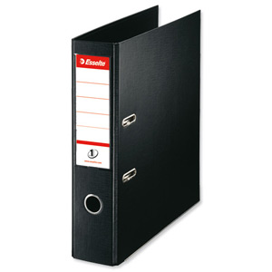 Esselte No. 1 Power Lever Arch File PP Slotted 75mm Spine A4 Black Ref 811370 [Pack 10]