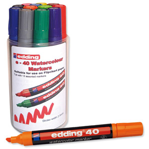 Edding 40 Watercolour Markers for Art and Design 2-5mm Line Assorted Ref 40/12S [Pack 12]