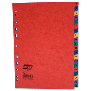 Europa Subject Dividers Pressboard 300 micron Europunched A-Z A4 Assorted Ref 4803Z [Pack 5]
