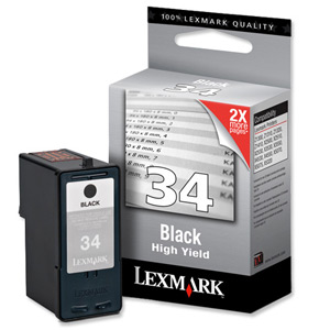 Lexmark Inkjet Cartridge High Yield Page Life 475pp Black Ref 18C0034E Ident: 822J