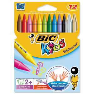 Bic Kids Plastidecor Crayons Colour Hard Long-lasting Sharpenable Vivid Assorted Ref 829770 [Pack 12]