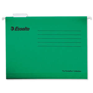 Esselte Pendaflex Suspension File Kraft V-Base 15mm to Square 30mm A4 Green Ref 90374 [Pack 25]