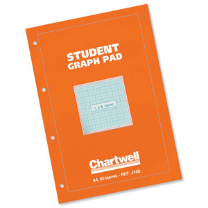 Student Graph Pad 70gsm 1mm 5mm 10mm Grid 50 Sheets A4 Orange Cover [Pack 10]
