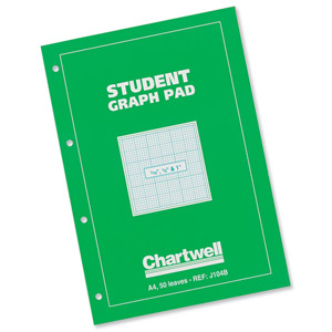 Student Graph Pad 70gsm 0.1inch 0.5inch 1inch Grid 50 Sheets A4 Green Cover [Pack 10]