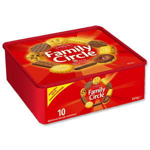 Crawfords Family Circle Biscuits Re-sealable Box 10 Varieties 855g Assorted Ref A07594