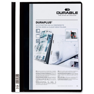 Durable Duraplus Quotation Filing Folder PVC with Clear Title Pocket A4 Black Ref 2579/01 [Pack 25]