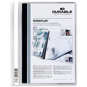 Durable Duraplus Quotation Filing Folder PVC with Clear Title Pocket A4 White Ref 2579/02 [Pack 25]