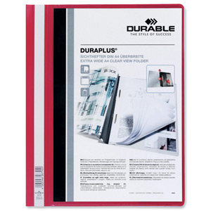 Durable Duraplus Quotation Filing Folder PVC with Clear Title Pocket A4 Red Ref 2579/03 [Pack 25]