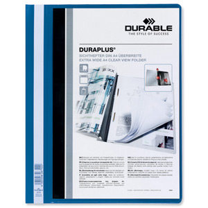 Durable Duraplus Quotation Filing Folder PVC with Clear Title Pocket A4 Blue Ref 2579/06 [Pack 25]