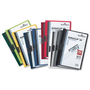 Durable Duraclip Folder PVC Clear Front 3mm Spine for 30 Sheets A4 Anthracite Grey Ref 2200/57 [Pack 25]