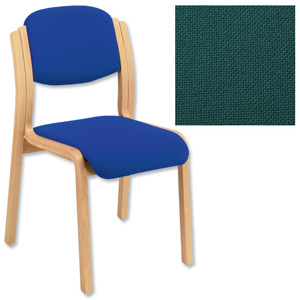 Trexus Side Chair Wood Upholstered Stackable Seat W405xD500xH480mm Pyra Green