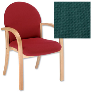 Trexus Visitor Armchair Wood Upholstered Stackable Back H510mm W500xD460xH470mm Pyra Green