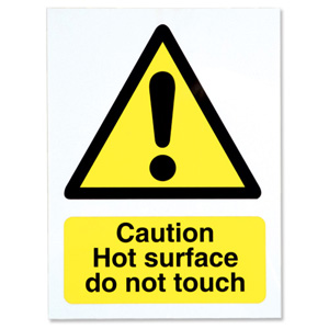 Stewart Superior Catering Sign Caution Hot SurfaceSelf Adhesive Vinyl W150xH200mm Ref CS005SAV