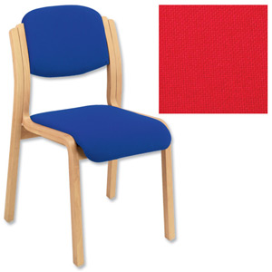 Trexus Side Chair Wood Upholstered Stackable Seat W405xD500xH480mm Pyra Red