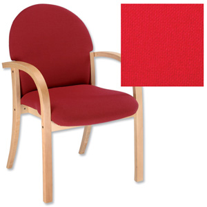 Trexus Visitor Armchair Wood Upholstered Stackable Back H510mm W500xD460xH470mm Pyra Red