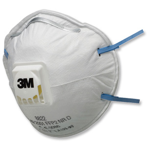 3M Respirator Valved FFP2 Classification White with Blue Straps Ref 8822 [Pack 10]
