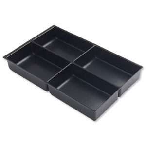 Bisley Insert Tray 2/4 Plastic for Storage Cabinet 4 Sections H51mm Black Ref 227P1