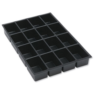 Bisley Insert Tray 2/16 Plastic for Storage Cabinet 16 Sections H51mm Black Ref 225P1