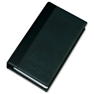 Business Card Book PVC with A-Z Index for 112 Cards 292x159mm Black