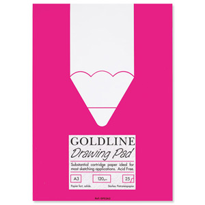 Goldline Standard Drawing Pad Cartridge Paper Acid-free 50pp 120gsm A3 Ref GPS3A3Z