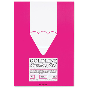 Goldline Standard Drawing Pad Cartridge Paper Acid-free 50pp 120gsm A4 Ref GPS3A4Z