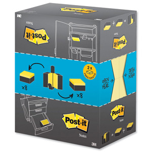 Post-it Note Value Display Pack Dispenser with Pads 76x127mm Yellow Ref 655Y-16VP [Pack 16]