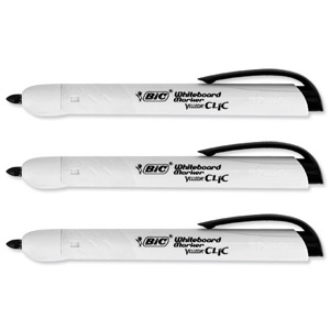 Bic Velleda Whiteboard Marker Retractable Bullet Tip Line Width 2.0mm Black Ref 887086 [Pack 12]