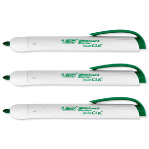 Bic Velleda Whiteboard Marker Retractable Bullet Tip Line Width 2.0mm Green Ref 887087 [Pack 12]