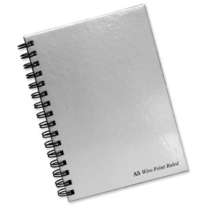 Pukka Pad Notebook Wirebound Hardback Perforated Ruled 90gsm 160pp A5 Silver Ref WRULA5 [Pack 5]