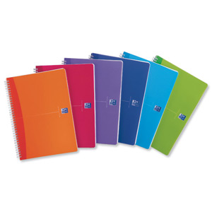 Oxford Office My Colours Notebook Wirebound Plastic Ruled 180pp 90gsm A4 Aqua Ref N002953 [Pack 5]