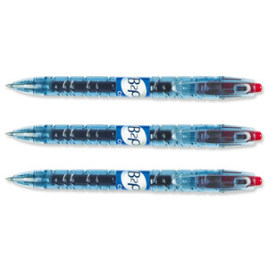 Pilot Begreen B2P Rollerball Pen Recycled Retractable 0.5mm Tip 0.32mm Line Red Ref 053101002 [Pack 10]