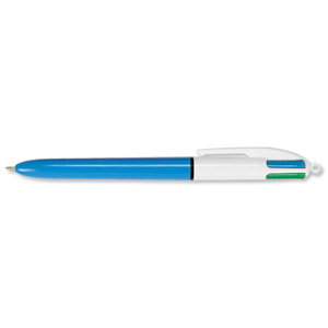 Bic 4-Colour Ball Pen 1.0mm Tip 0.3mm Line Blue Black Red Green Ref 802077/801867 [Pack 12]
