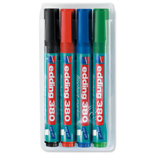 Edding 380 Flipchart Marker Water-based Low-odour Bullet Tip 1.5-3mm Line Assorted Ref 380/4S [Wallet 4]