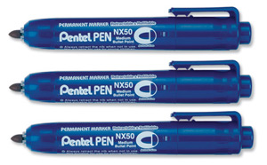 Pentel NX50 Permanent Marker Retractable Bullet Tip 1.5-2mm Line Blue Ref NX50-C [Pack 12]