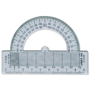 Linex School Protractor 180 Degrees Contrary Scale and Ruler 90mm Clear Ref LXC908