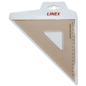 Linex College Set Square 45 Degree Bevelled Edge Long 165mm Tinted Brown Ref LXO425