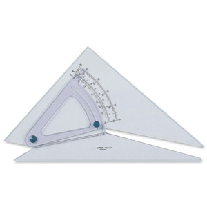 Linex Set Square Adjustable Precision 0.5 Degree Scale Bevelled Edge Long 250mm Clear Ref LXB1120/10B