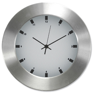 Wall Clock Brushed Aluminium Case Diameter 300mm