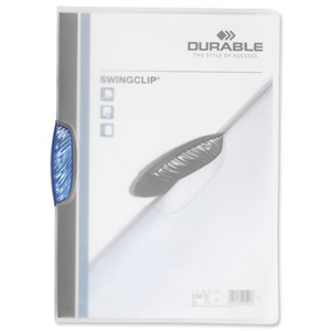 Durable Swingclip Crystal Folder Polypropylene Capacity 30 Sheets A4 Blue Ref 2260/06 [Box 25]