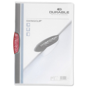 Durable Swingclip Crystal Folder Polypropylene Capacity 30 Sheets A4 Crimson Ref 2260/05 [Box 25]