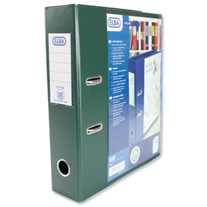Elba Lever Arch File with Clear PVC Cover 70mm Spine A4 Green Ref 100080892 [Pack 10]