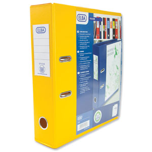 Elba Lever Arch File with Clear PVC Cover 70mm Spine A4 Yellow Ref 100080893 [Pack 10]