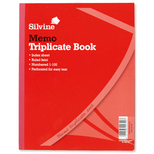 Silvine Triplicate Memo Book with Index and Carbon Ruled 1-100 254x203mm Ref 606 [Pack 6]