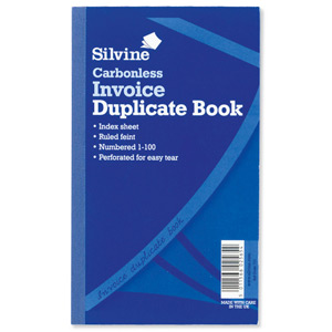 Silvine Duplicate Book Carbonless Invoice 1-100 210x127mm Ref 711 [Pack 6]