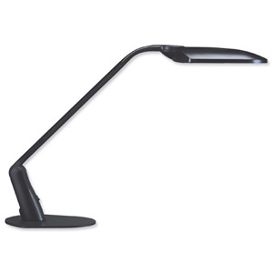 Unilux Duo Desk Lamp Fluorescent Rotating Arm 2 Switches Twin Bulbs 9W/18W Black Ref 518E7861UK